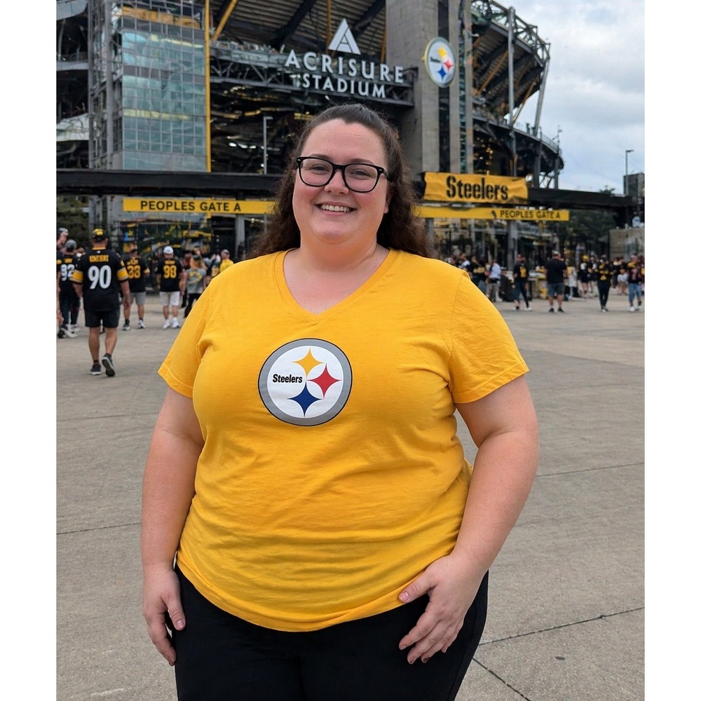 Fanatics Pittsburgh Steelers Womens V-Neck Graphic T-Shirt Gold 3XL NFL Football